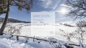 Winter Schneebedeckte Landschaft mit Sonne und blauem Himmel