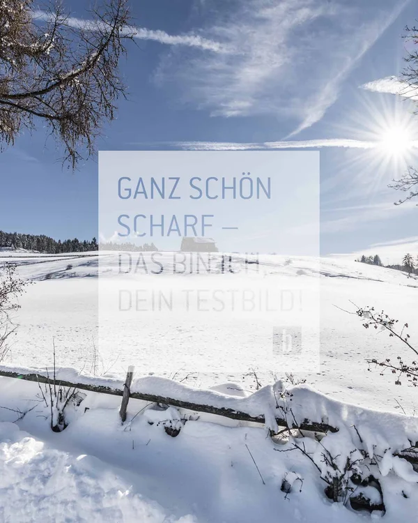 Schneebedeckte Landschaft mit Sonne und blauem Himmel